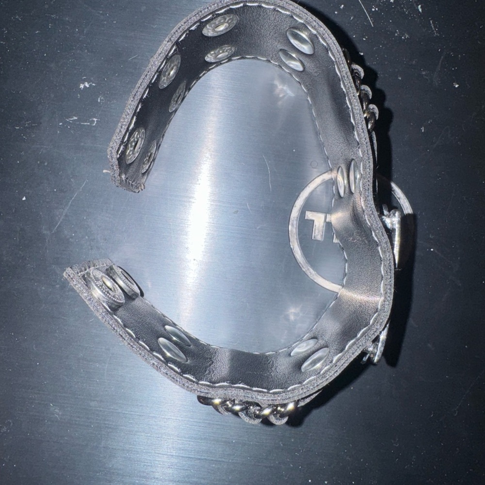 Black Leather Bracelet with Silver Accents - Picture 3 of 5